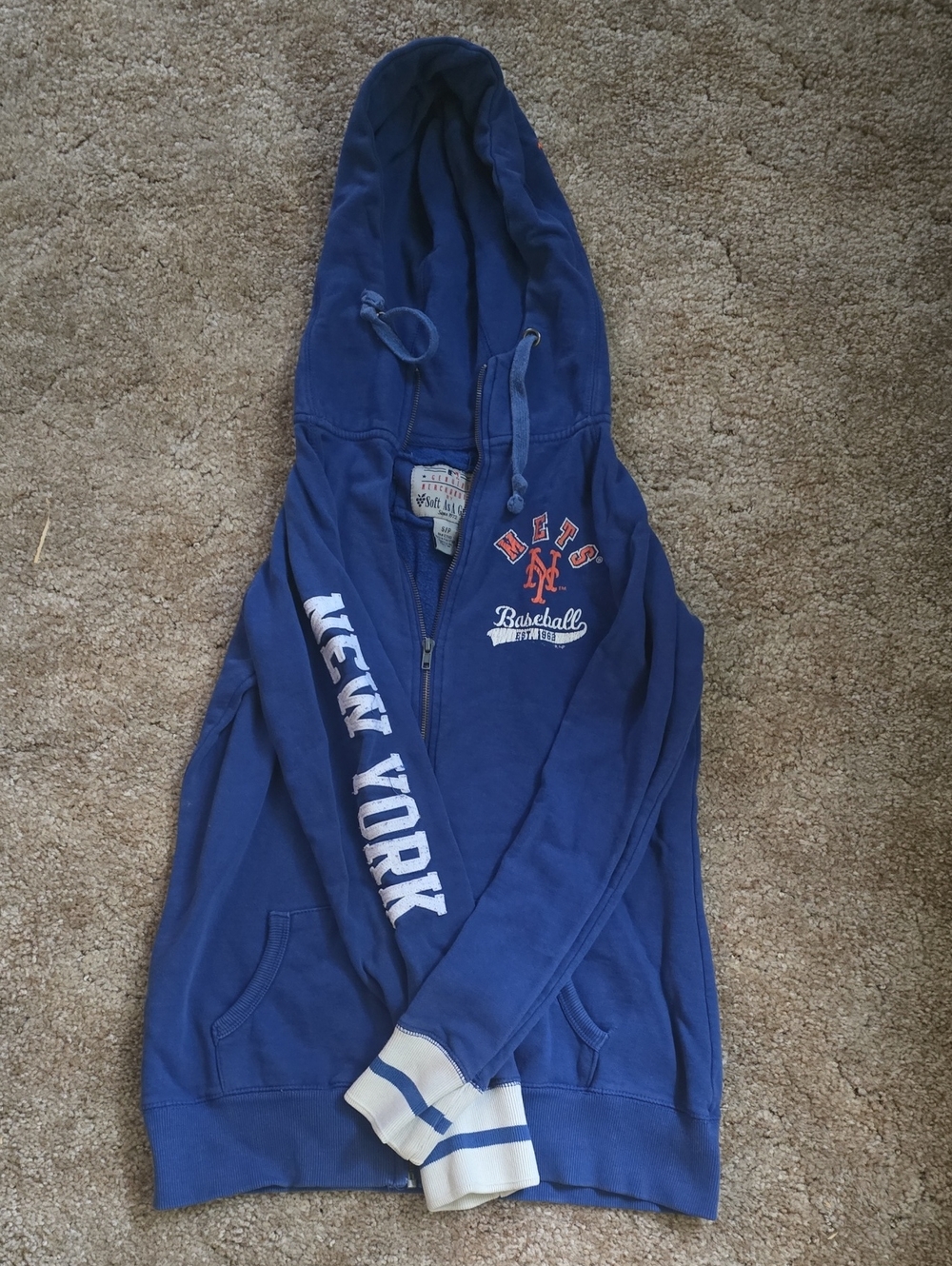 New York Mets Womens Blue Hooded Baseball Jacket